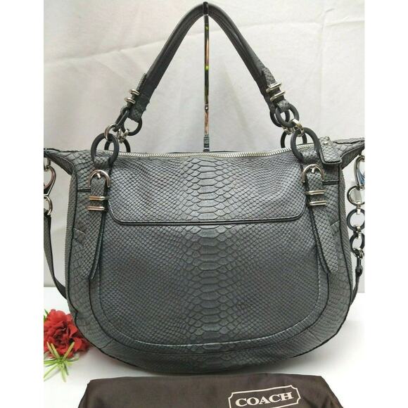 Coach Kristin Gray Leather Python Embossed Limited Edition Satchel Bag -NWT $798 - Picture 3 of 14